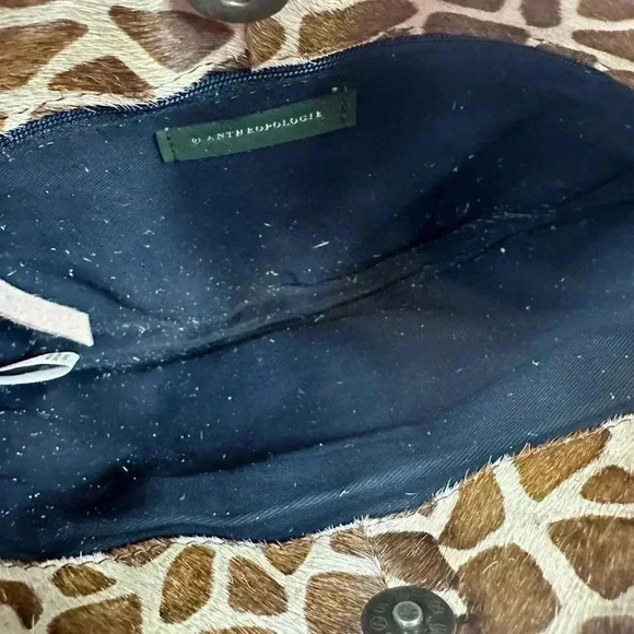 🔥Host Pick🔥NWT Anthropologie suede leather tan giraffe print Clutch with strap - Picture 5 of 10
